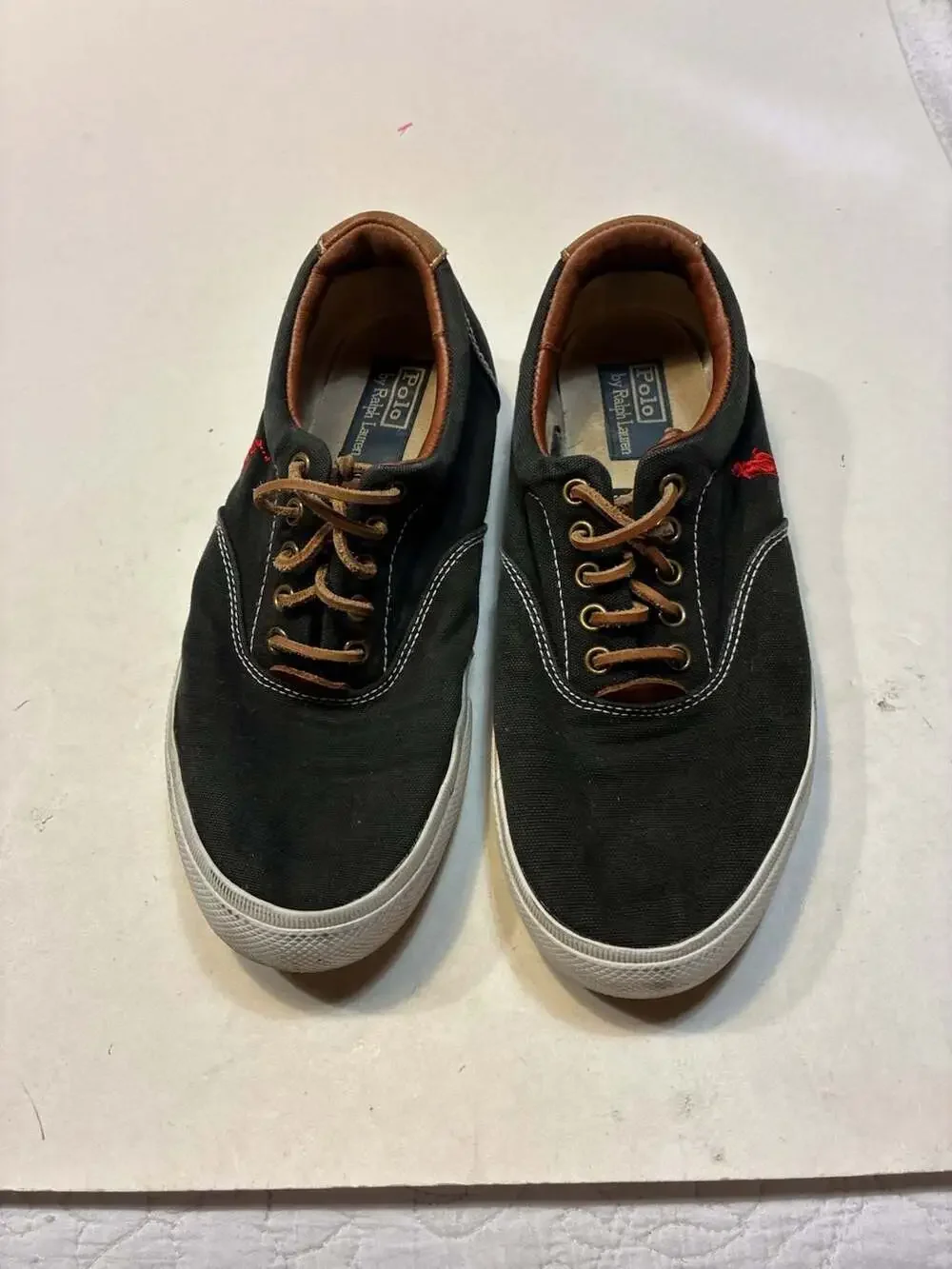 Polo Ralph Lauren Vaughn Black Canvas Sneakers with Leather Laces